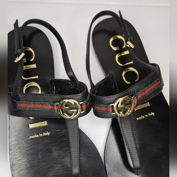 Gucci Interlocking G Web Sandals Black Women's Size 36.5 Designer Slide - Picture 8 of 13